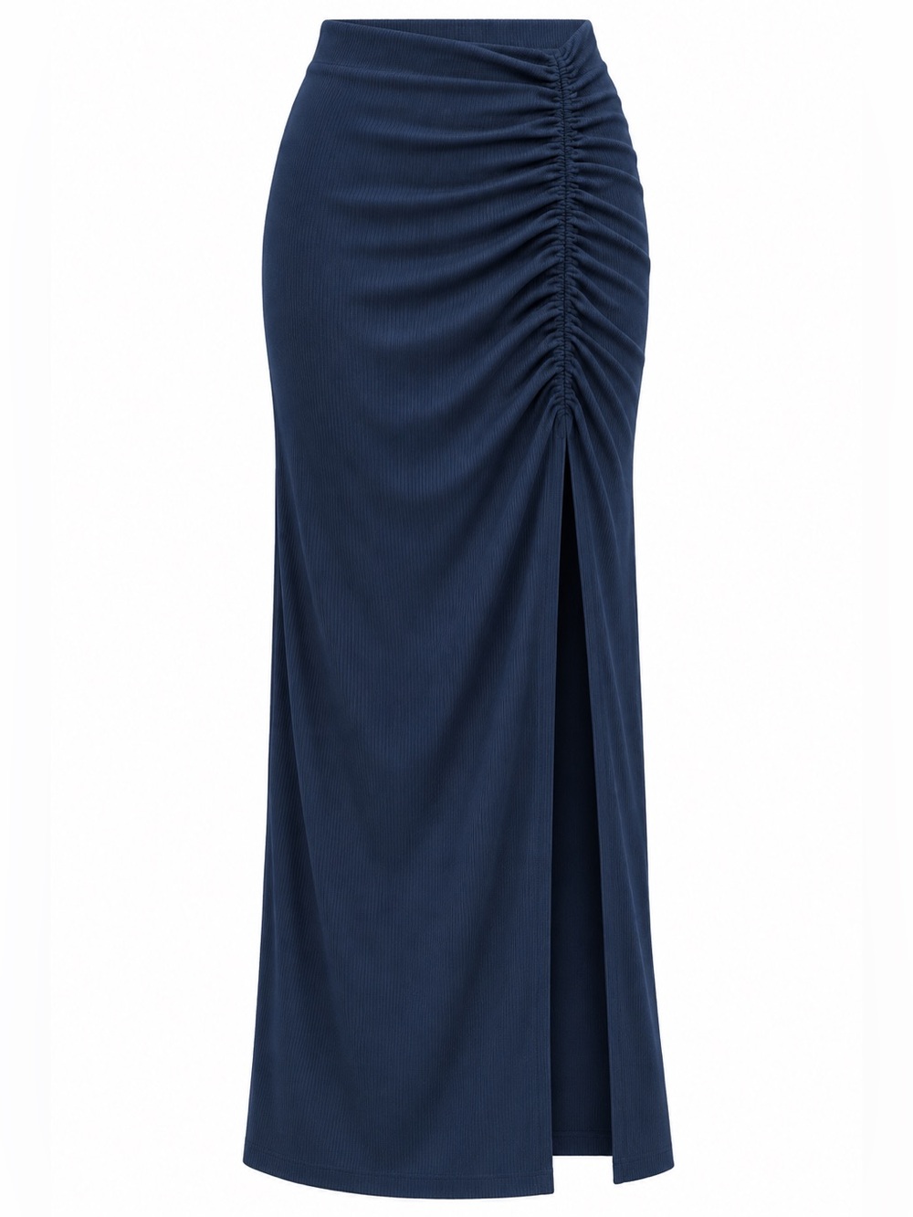Lulus navy ruched maxi skirt, medium